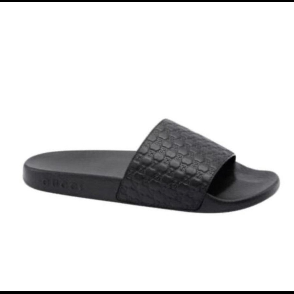 Gucci Micro Gg Leather Slide Sandals
